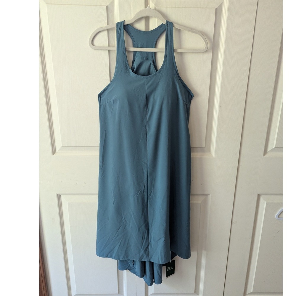 Halara Breezeful‎ Dress Sz XS Blue Racerback Wicking Built-in Bra Pockets Sporty